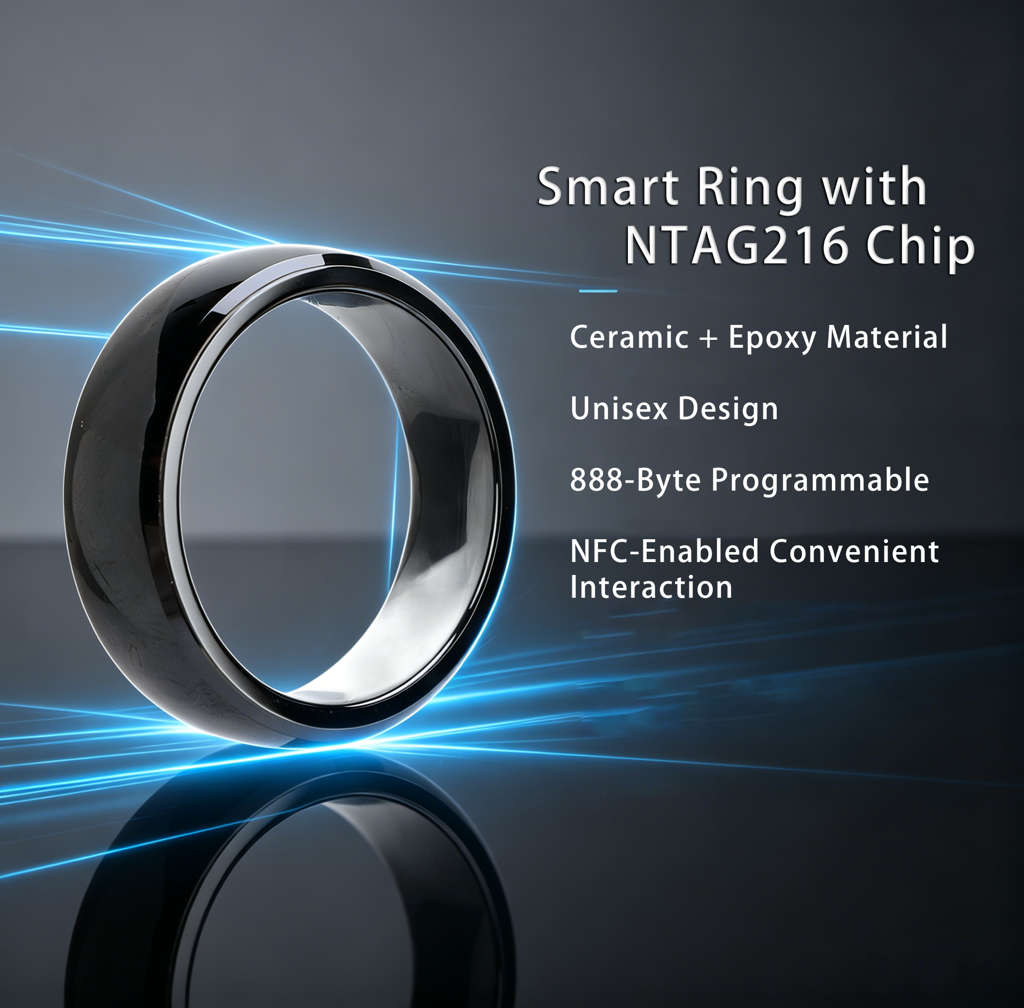 Smart Ring Nfc Pay - خاتم ذكي من السيراميك بالكامل بتقنية