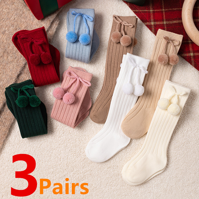 Baby Sock Oximeter - 3 زوج/وحدة كرة أطفال جوارب طويلة