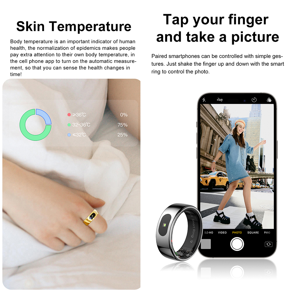 خاتم ذكي R08 لتتبع اللياقة الب - مراجعة Temperature Ring Skin وسعره