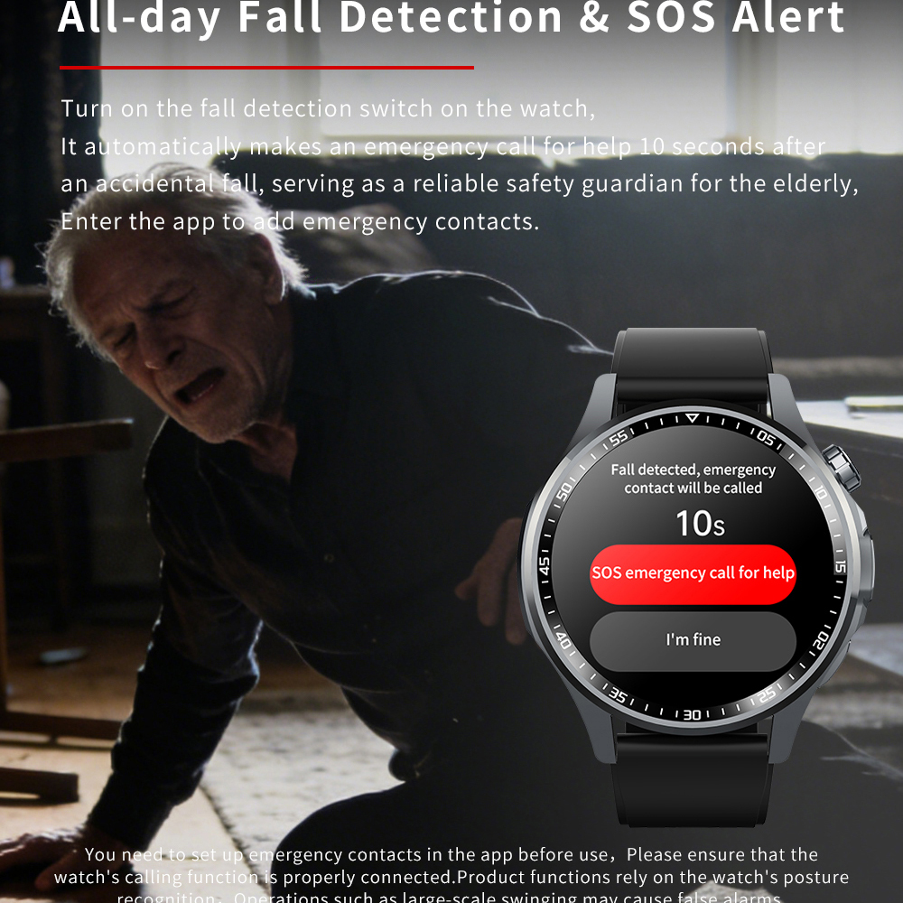 ساعة ذكية للرجال مع خاصية اكتش - مراجعة Fall Detection Watch وسعره